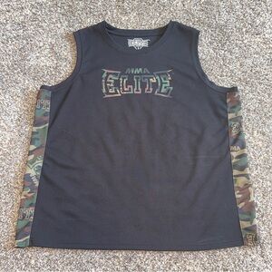 MMA Elite Men’s Large Tank Top Black Camouflage Mesh Basketball Jersey